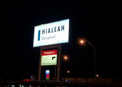 Hialeah Hospital exterior light sign